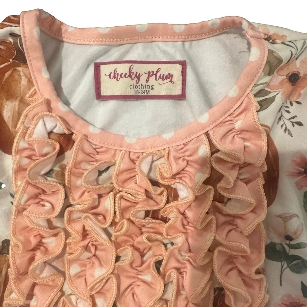Cheeky Plum Pumpkin Print Pajama Set Cream Pink